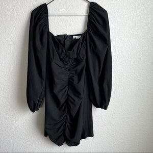 Topshop Ruched Front Square Neck Long Puff Sleeve Mini Dress, size 6